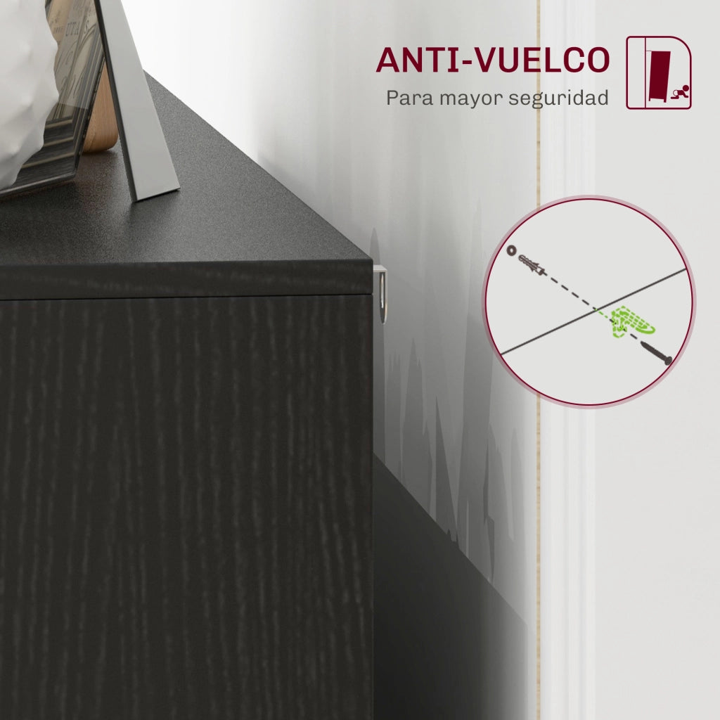 Armadio a 4 ante ¨C Minimal ¨C Bianco e Nero 120x35x77,4 cm