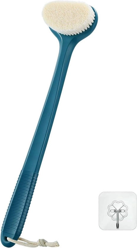 Scopa per la doccia con manico antiscivolo e lunga setola 43 cm - spazzola per la doccia con lunga setola blu - per uso in doccia con capelli medi
