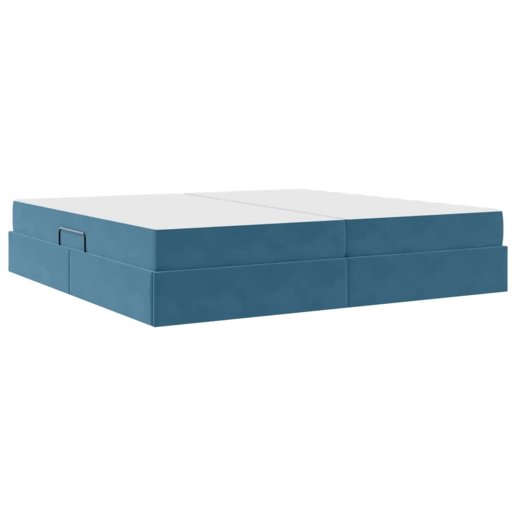 Letto con contenitore e materasso Blu Scuro 200 x 200 cm 3399746