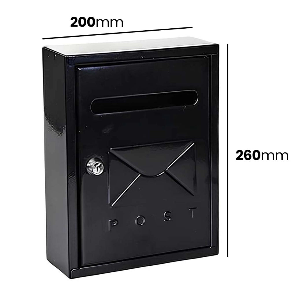 Cassetta Postale Metallica Impermeabile e Antiruggine 26×20×7.5cm Nero Avizar