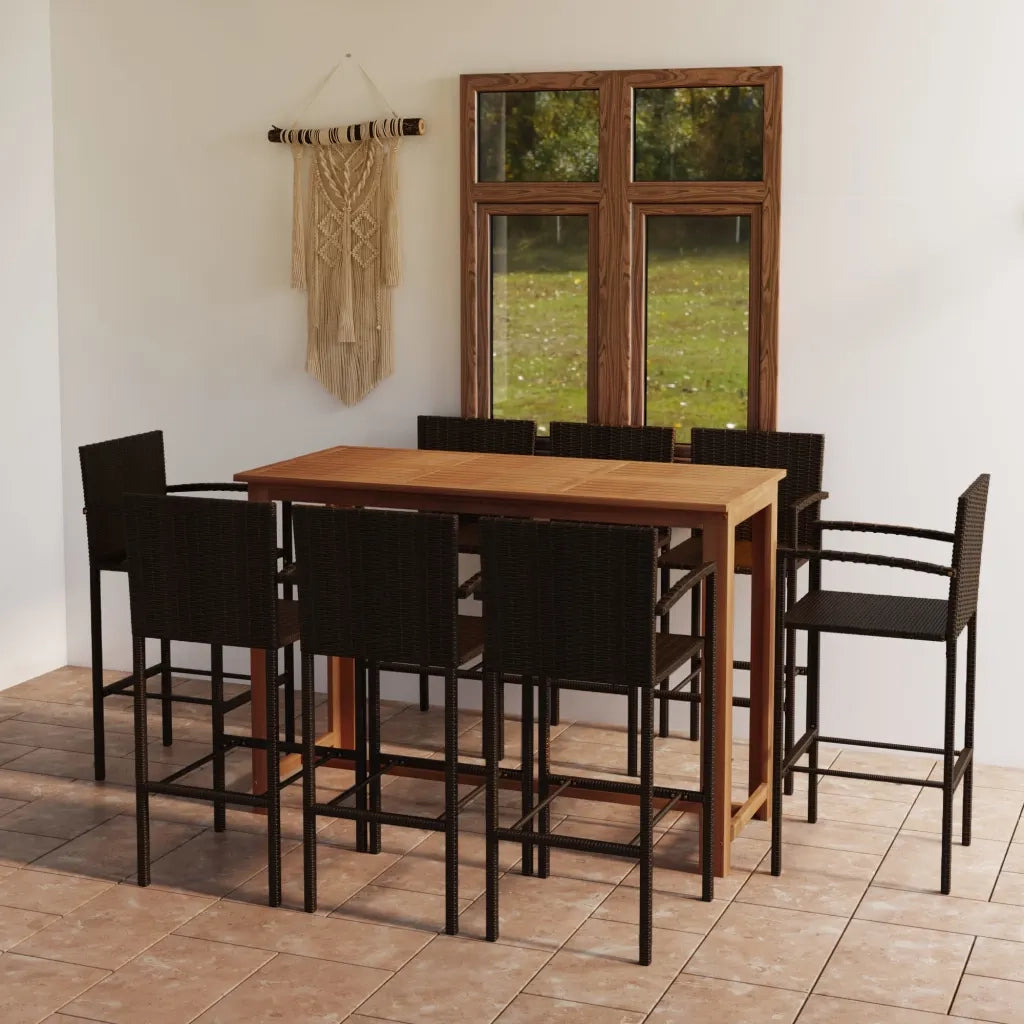 Set Bar da Giardino 9 pz Marrone
