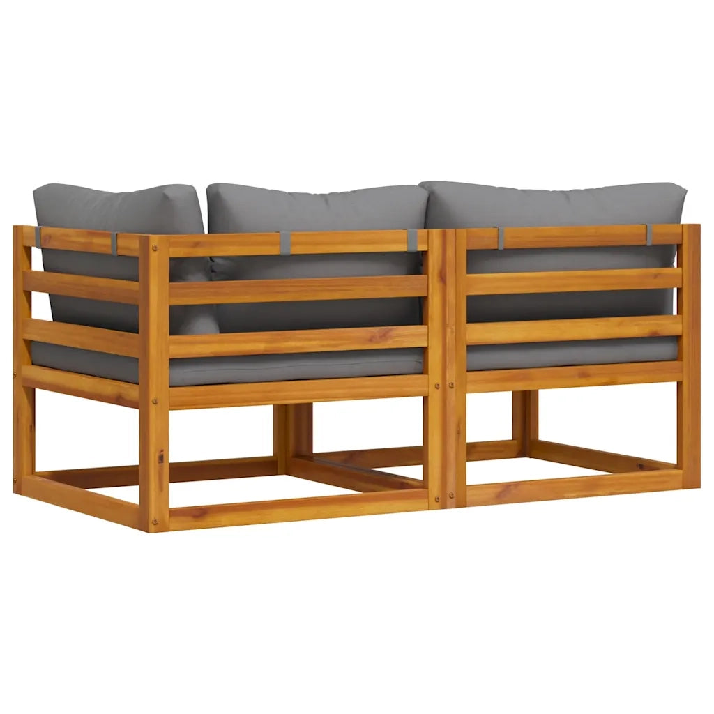 Set Divani da Giardino 2 pz con Cuscini Grigio Scuro in Acacia 311856