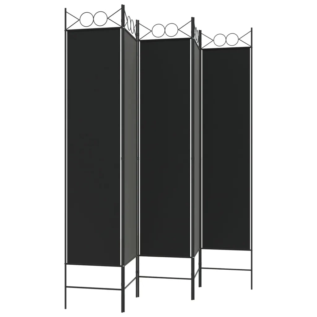 Divisorio Ambienti | Divider per stanze | Paravento 5 Pannelli Nero 200x200 cm Tessuto