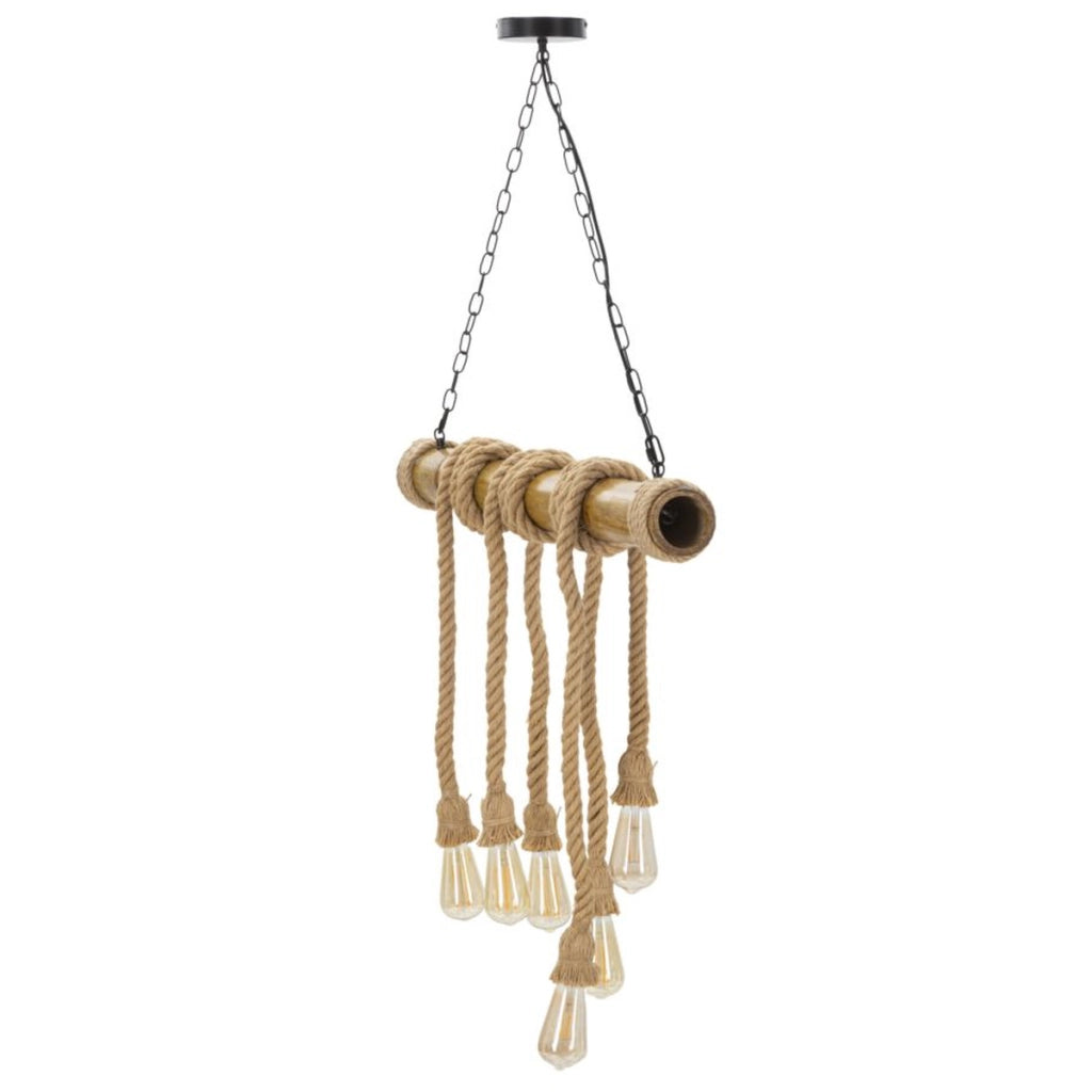 Lampada a Sospensione VKH74, Marrone, Corda, 80x15x120 cm