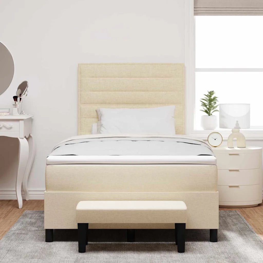 Letto a molle con testiera Crema 120 x 190 cm Tessuto 3343979