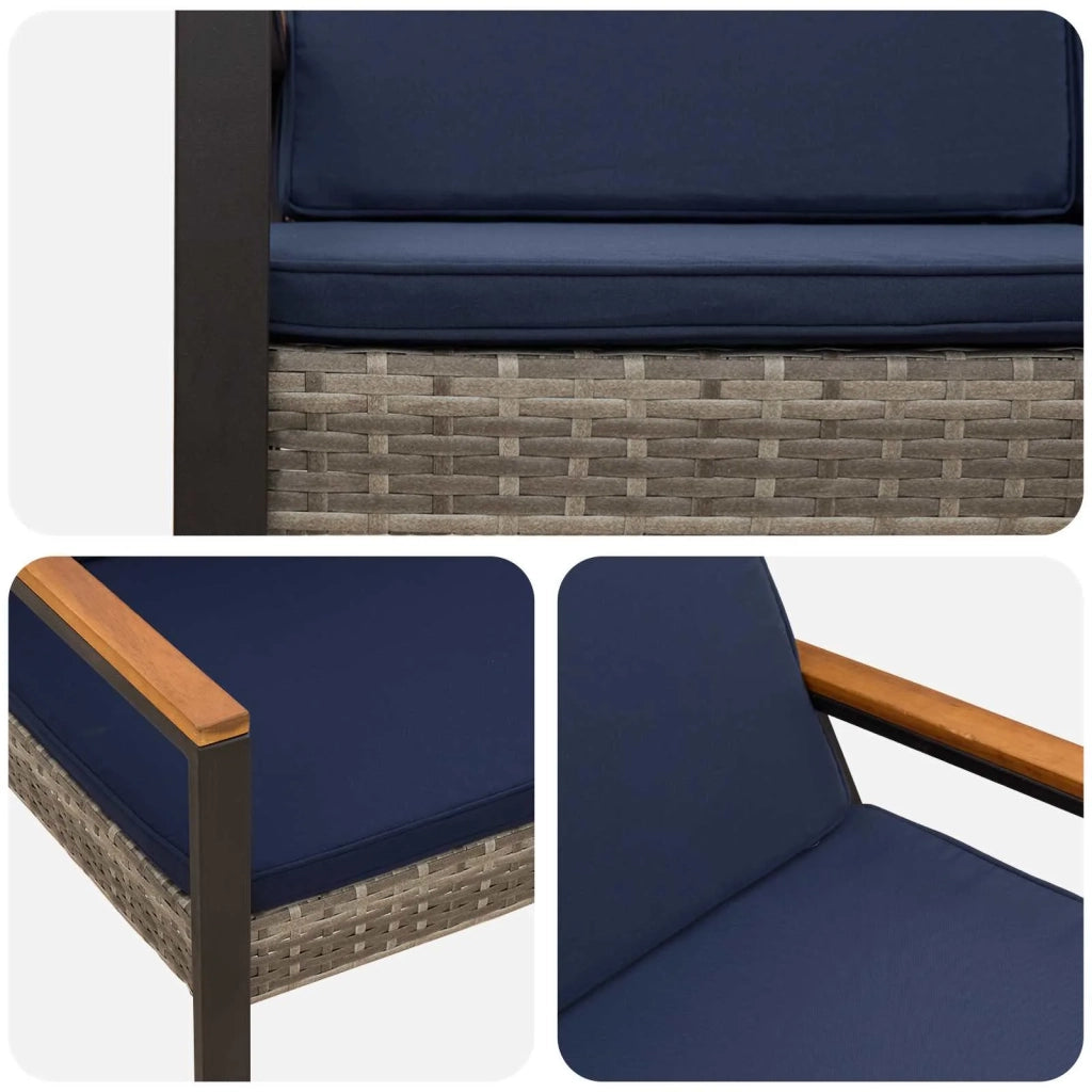 Panchina da esterno Grigio e Blu Navy 107 x 61 x 80 cm 42025340