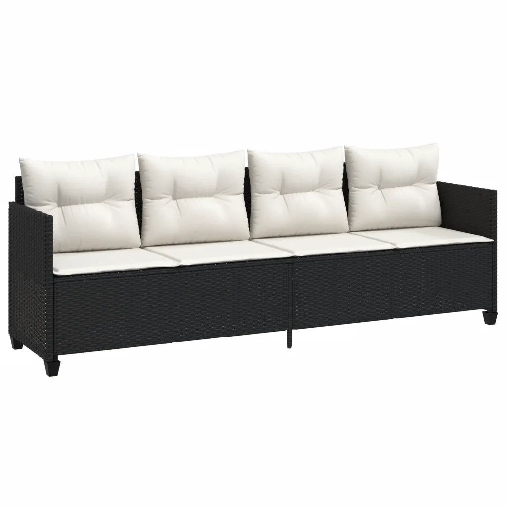 Set Divani da Giardino 5 pz con Cuscini in Polyrattan Nero