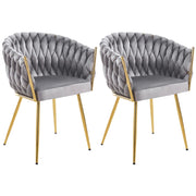 Set 2 Sedie per Sala da Pranzo e Ufficio in Velluto Grigio Sedia Ergonomica