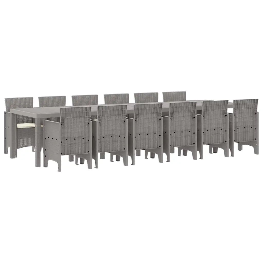 Set da Pranzo per Giardino 13 pcs Grigio chiaro Rattan Polt