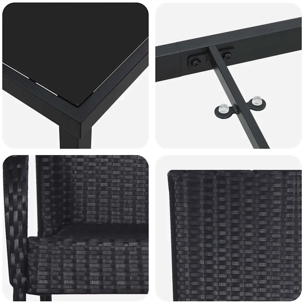 Set da Pranzo per Giardino 5 pcs Nero 3379403