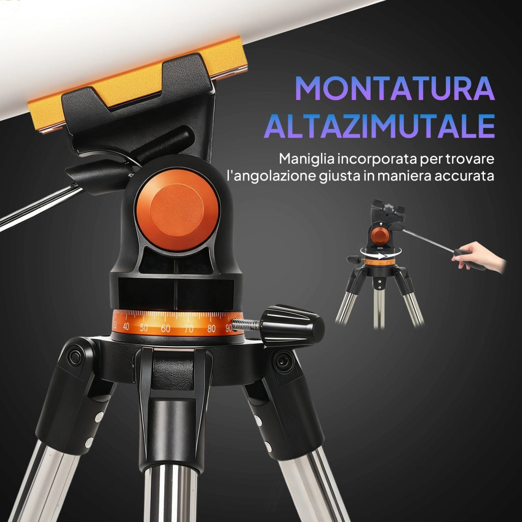 Telescopio Astronomico ¨C Xylo ¨C 80mm con Montatura AZ, 2 Oculari e Adattatore Smartphone, Bianco e Nero