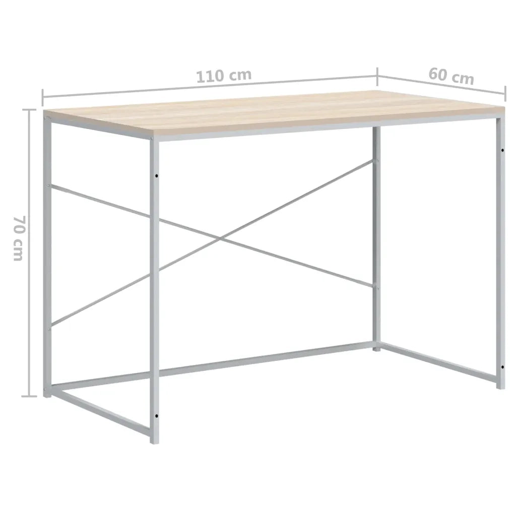 Scrivania Computer Bianca e Rovere 110x60x70 Legno Multistrato 30210
