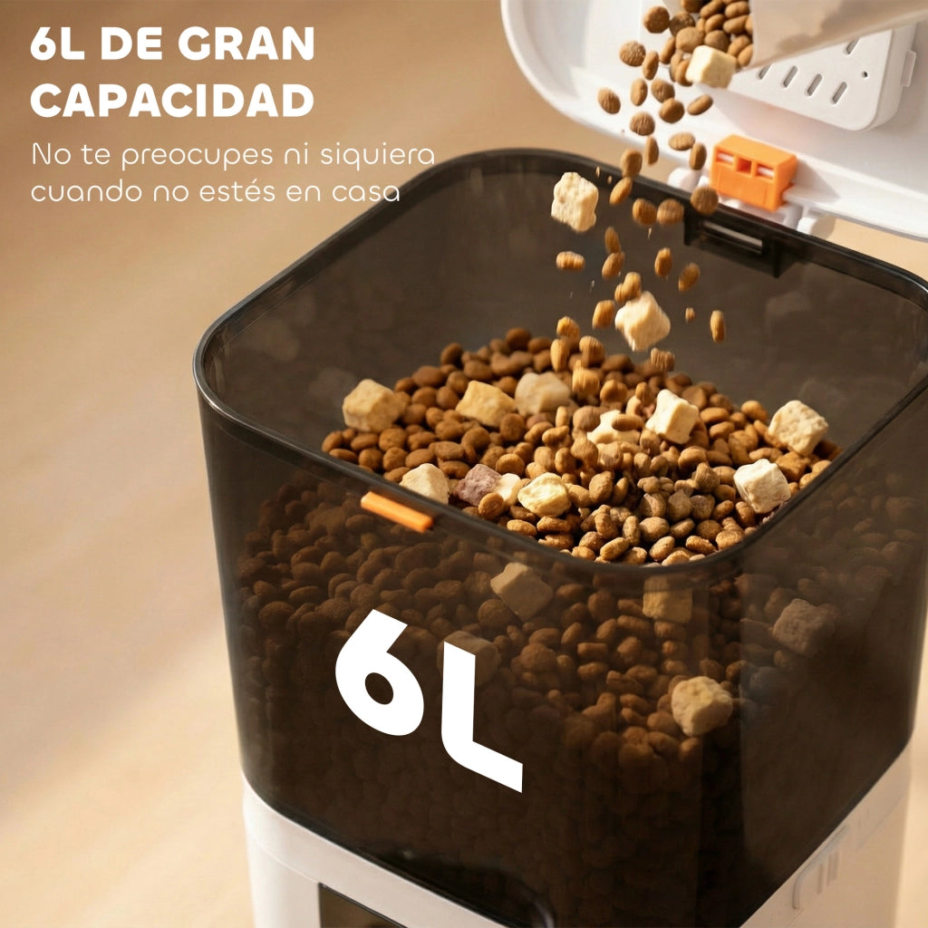 Distributore Automatico Cibo Cani Gatti 6L WiFi 2.4G ¨C Xylo ¨C 2 Ciotole Programmabile App Controllo Registrazione Voce