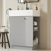 MOBILE SOTTO LAVABO 55 cm con lavabo in ceramica, grigio