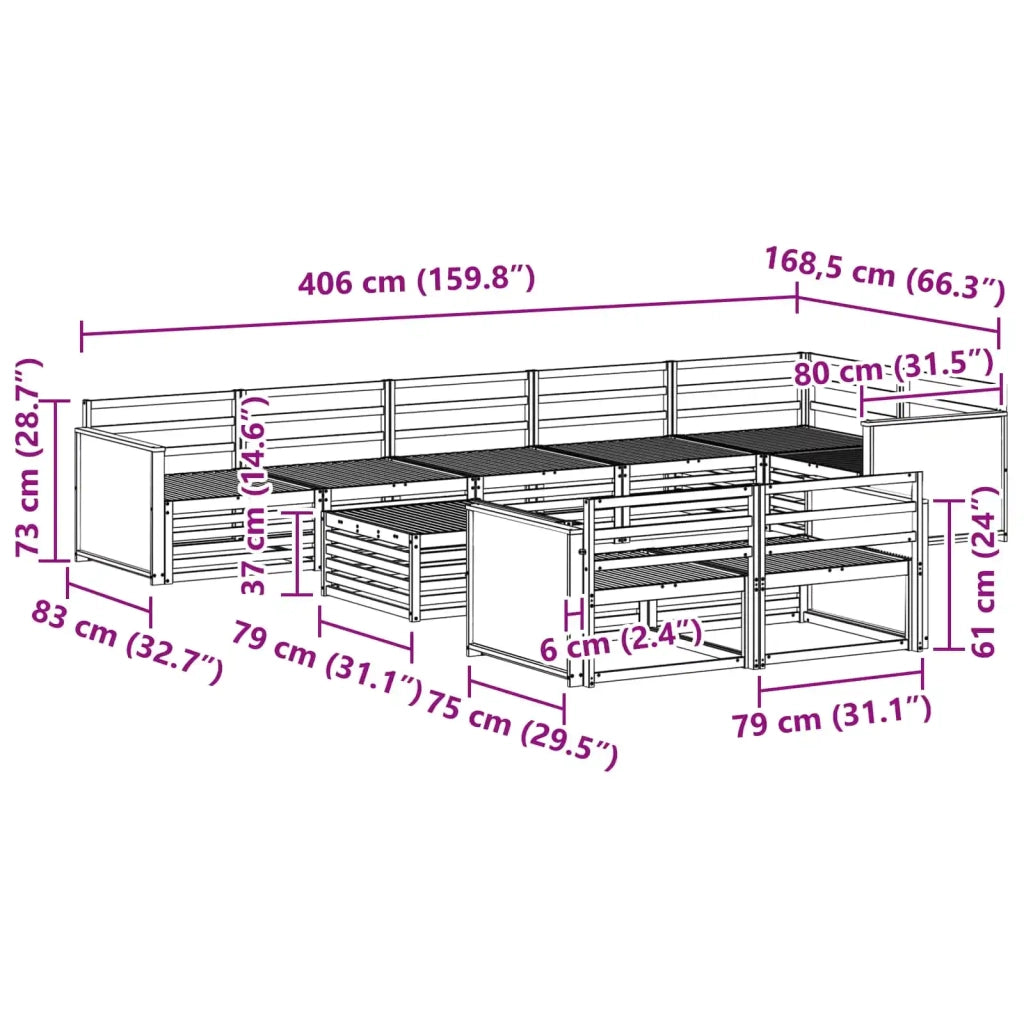 Set di divani da esterno 9 pcs 3383532