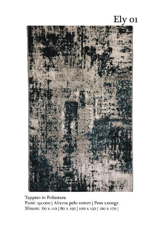 Tappeto Arredamento Casa in Poliestere Luxury Ely Blu 60 x 110 cm