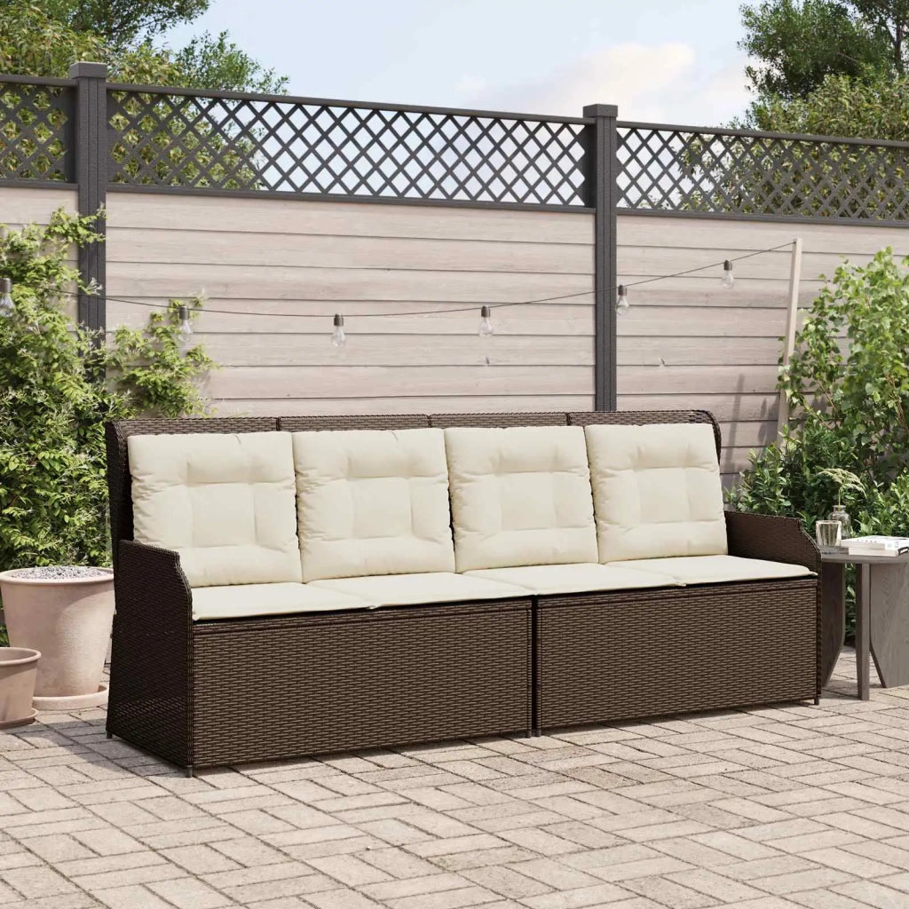 Panchina da giardino con cuscino Nero e Bianco Crema polyrattan 3394441