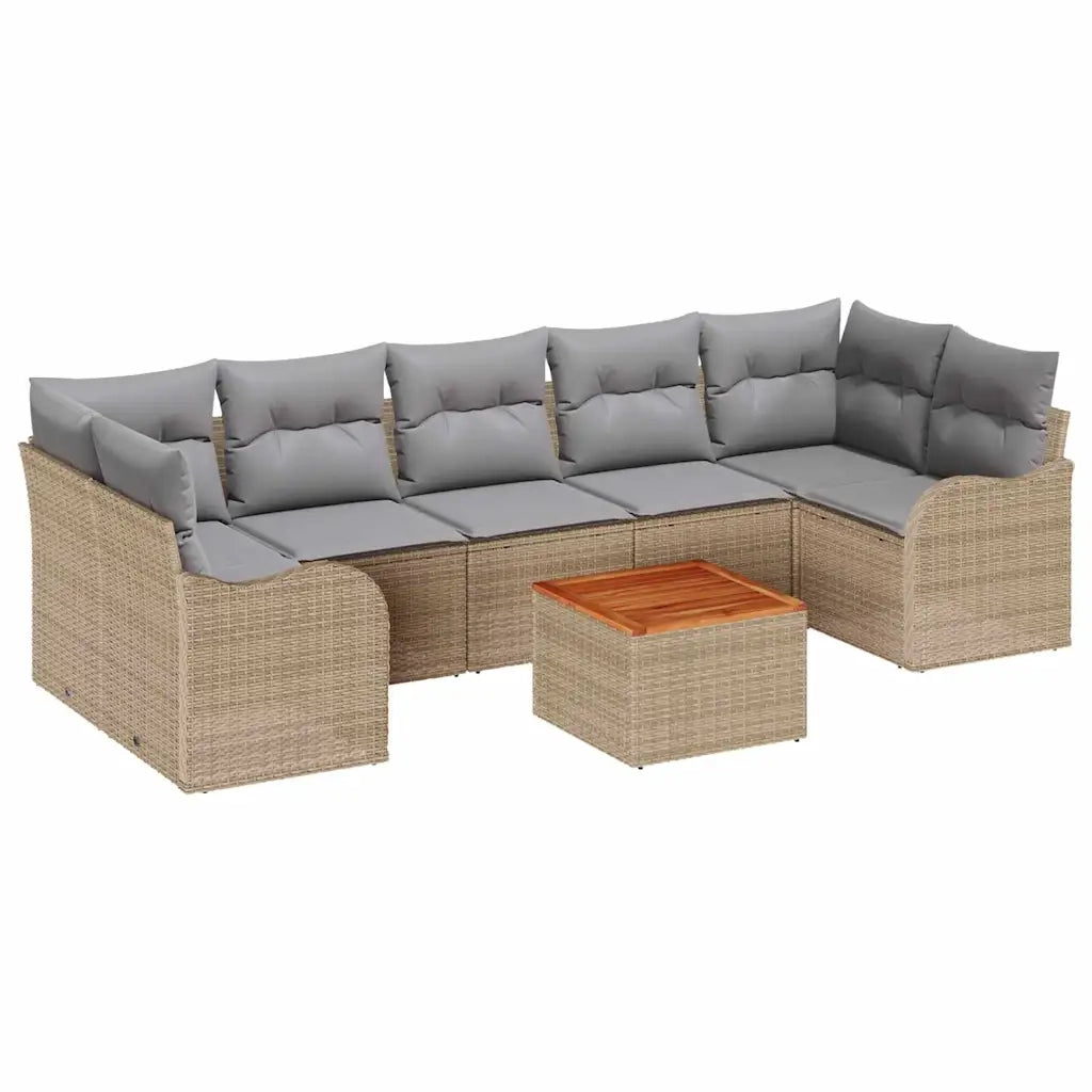 Set Divano da Giardino 8 pcs Beige e Grigio Chiaro polyrattan 3356089