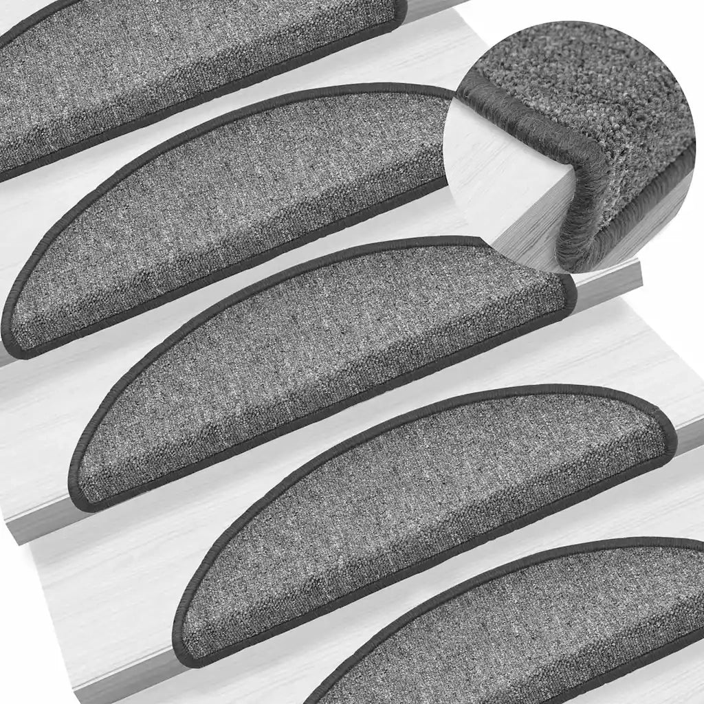 Tappetini per scale 20 pz | Gradini per Scale 56x17x3 cm Grigio scuro Semicircolari
