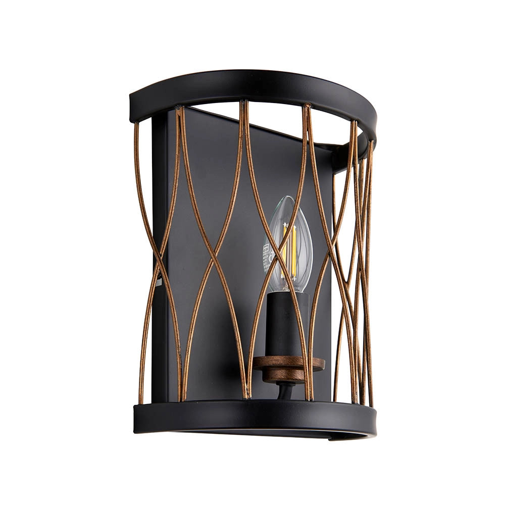 Applique rustica Heston nero opaco 1xE14 40W Endon acciaio