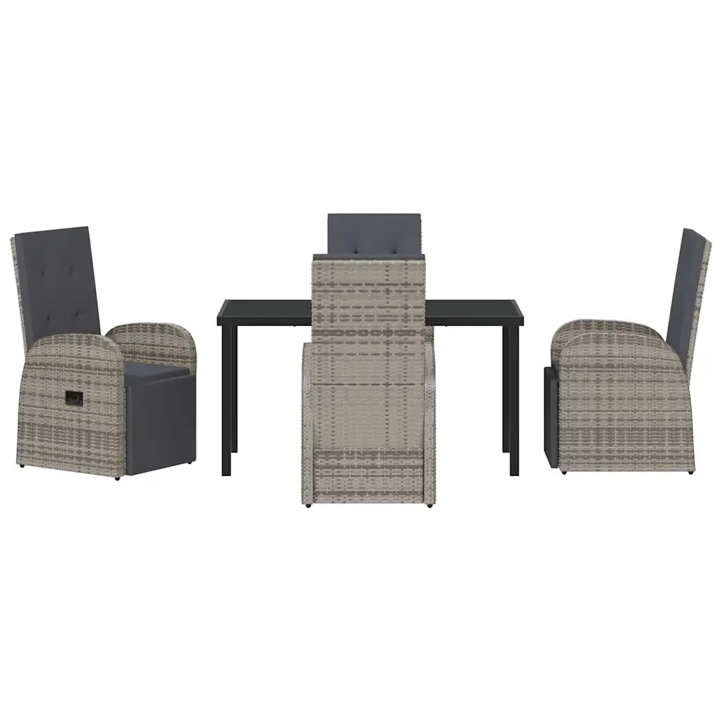 Set da Pranzo per Giardino con cuscino 5 pcs Grigio polyrattan 3379487