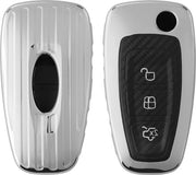 Sostituto di chiave compatibile con Ford 3-tasti chiave a specchio - Copri chiave - Protezione contro graffi - Design lussuoso - Alta finitura argento.
