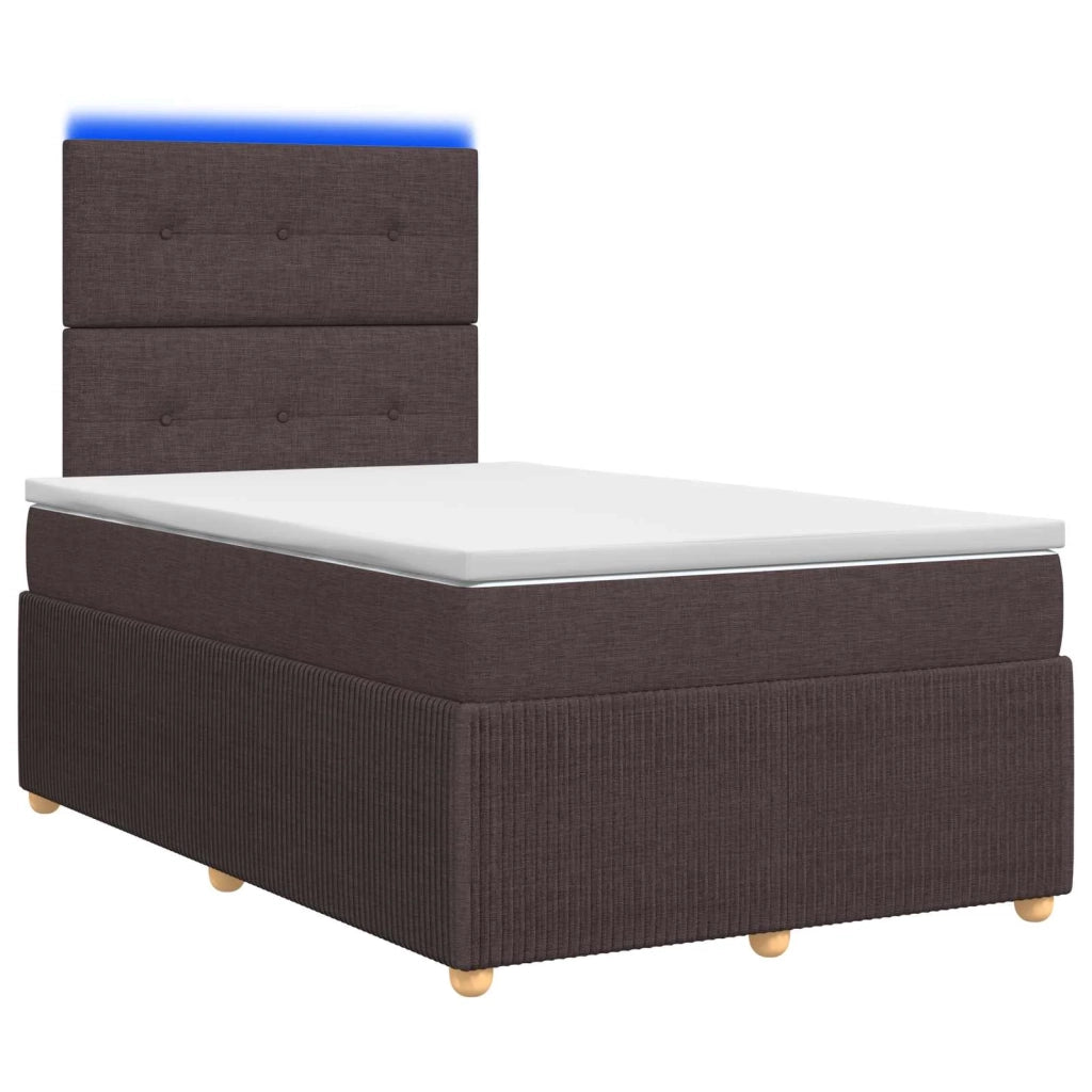 Letto Box Spring LED con Materasso Marrone Scuro 120 x 200 cm 3455835