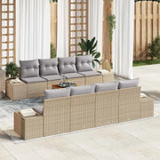 Set Divano da Giardino con cuscino 9 pcs Beige polyrattan 3347931