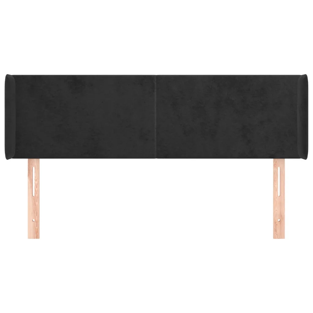 Testiera | Testata ad Orecchio Nera 147x16x78/88 cm in Velluto