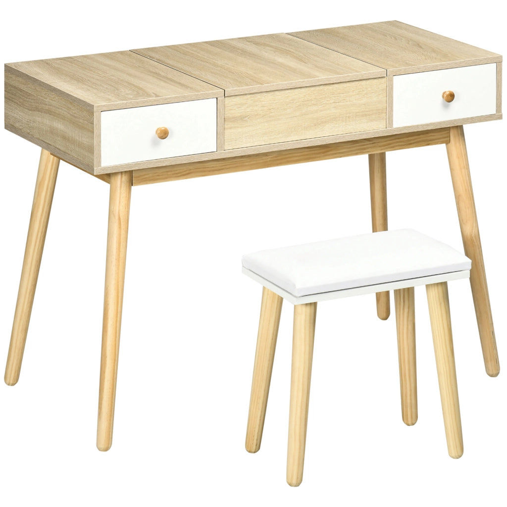 Tavolo da trucco con specchio ¨C Minimal ¨C naturale 100x45x118 cm