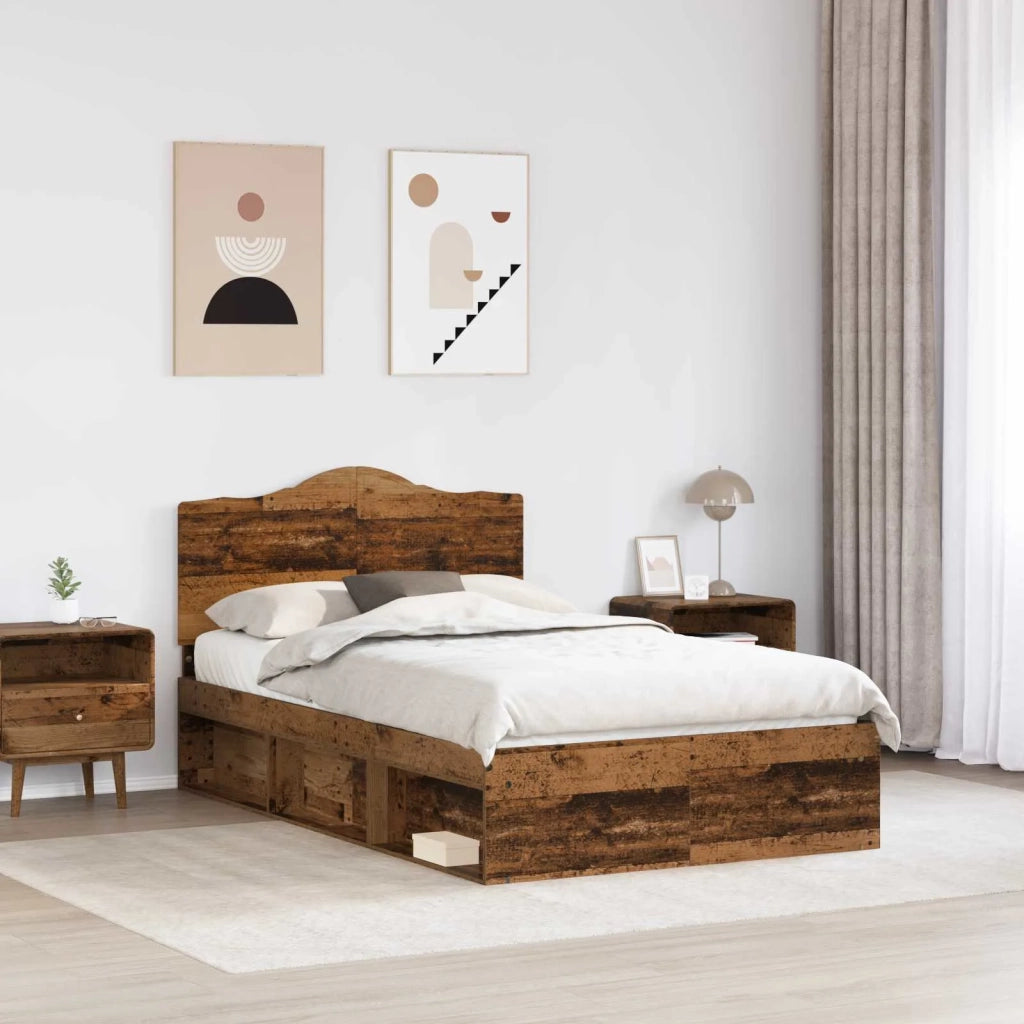 Letto matrimoniale | Letto per adulti | Struttura del letto Legno vecchio 120 x 200 cm Pino massello