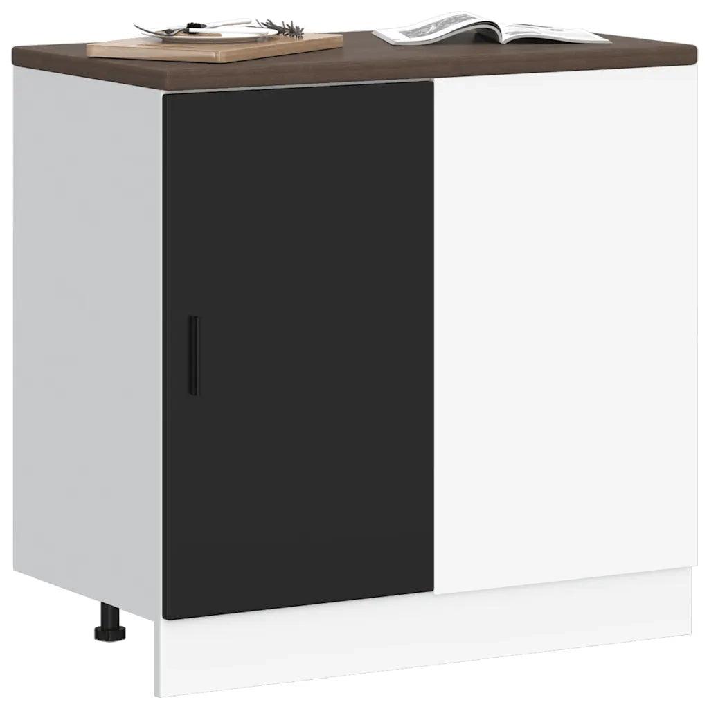 Pensile da cucina | Mobile Base Lavello ¡°Lyon¡± Nero in Legno Multistrato