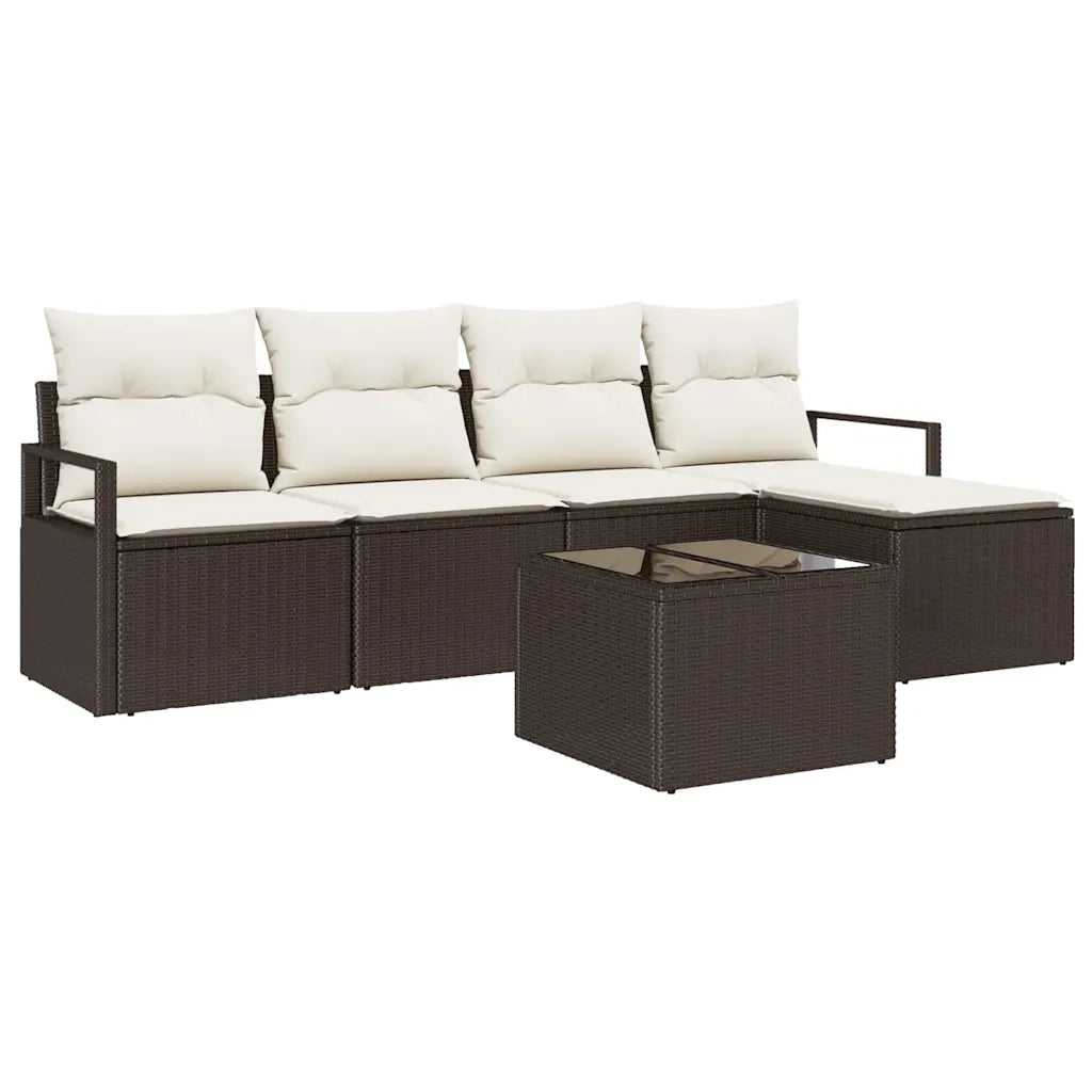 Set di divani con cuscino 6 pcs Marrone e Crema polyrattan 3355017