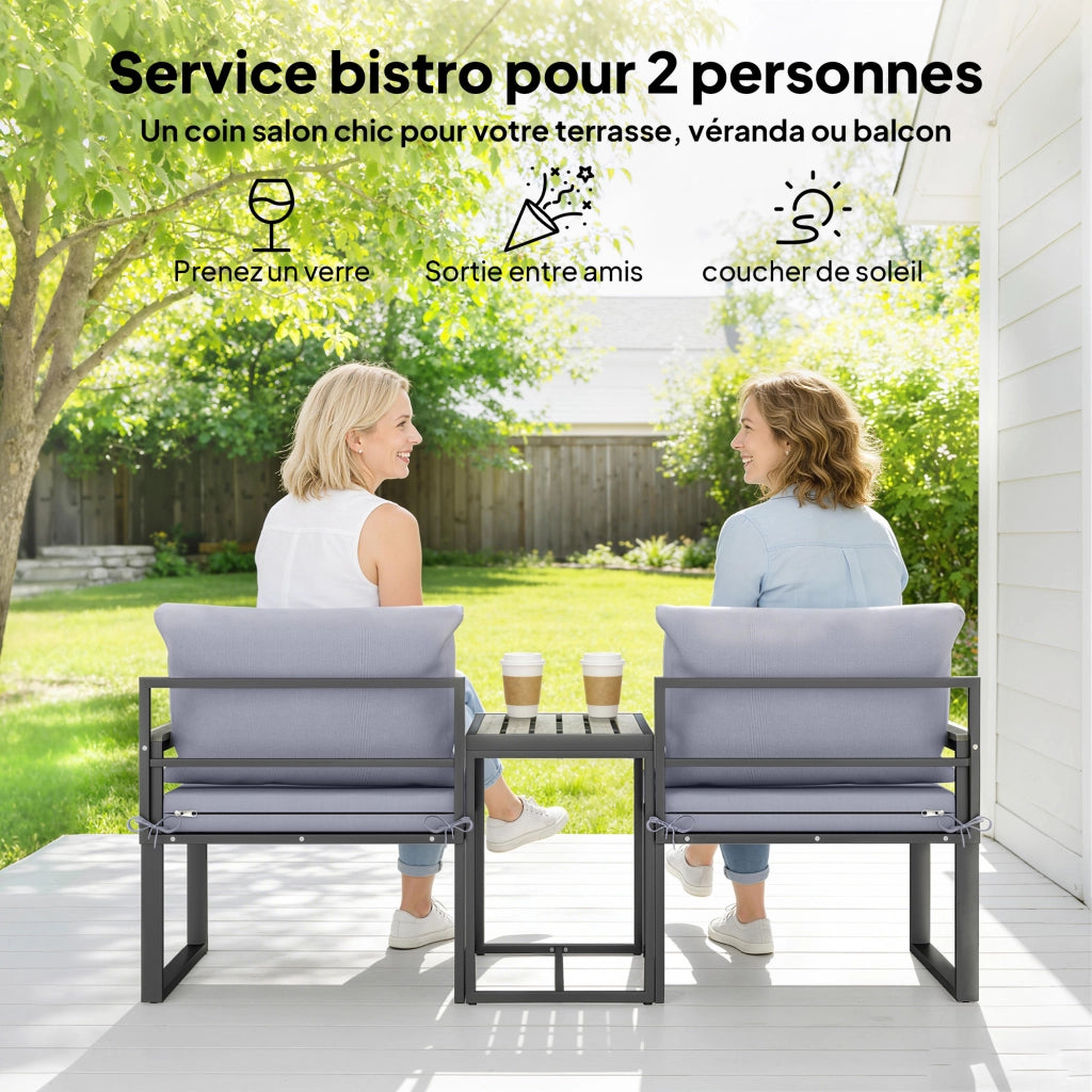 Set giardino 3 pezzi ¨C zephmum ¨C grigio, polyrattan