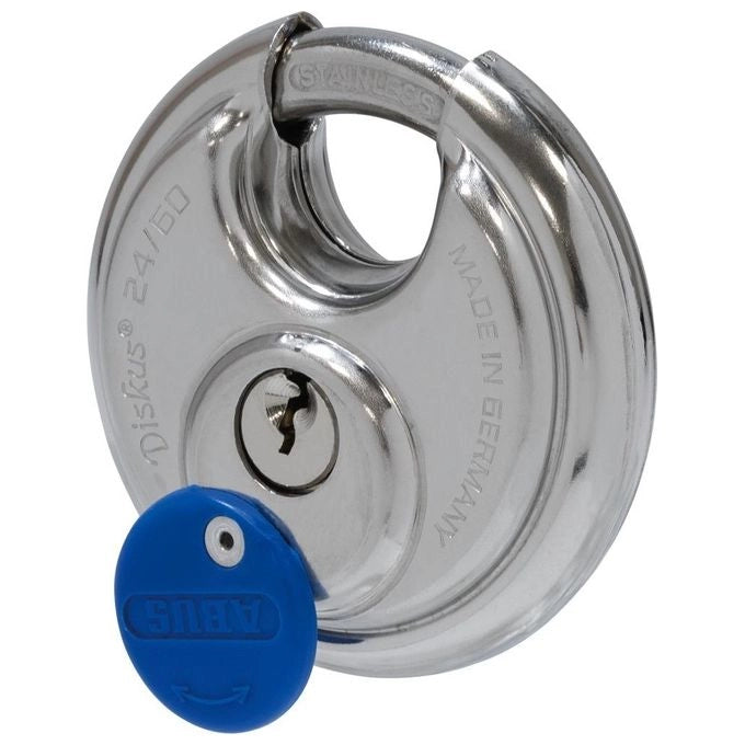 ABUS 5584 Diskus Lucchetto a Disco in Acciaio Inossidabile Livello di Sicurezza 7 60 mm colore Argento-Blu