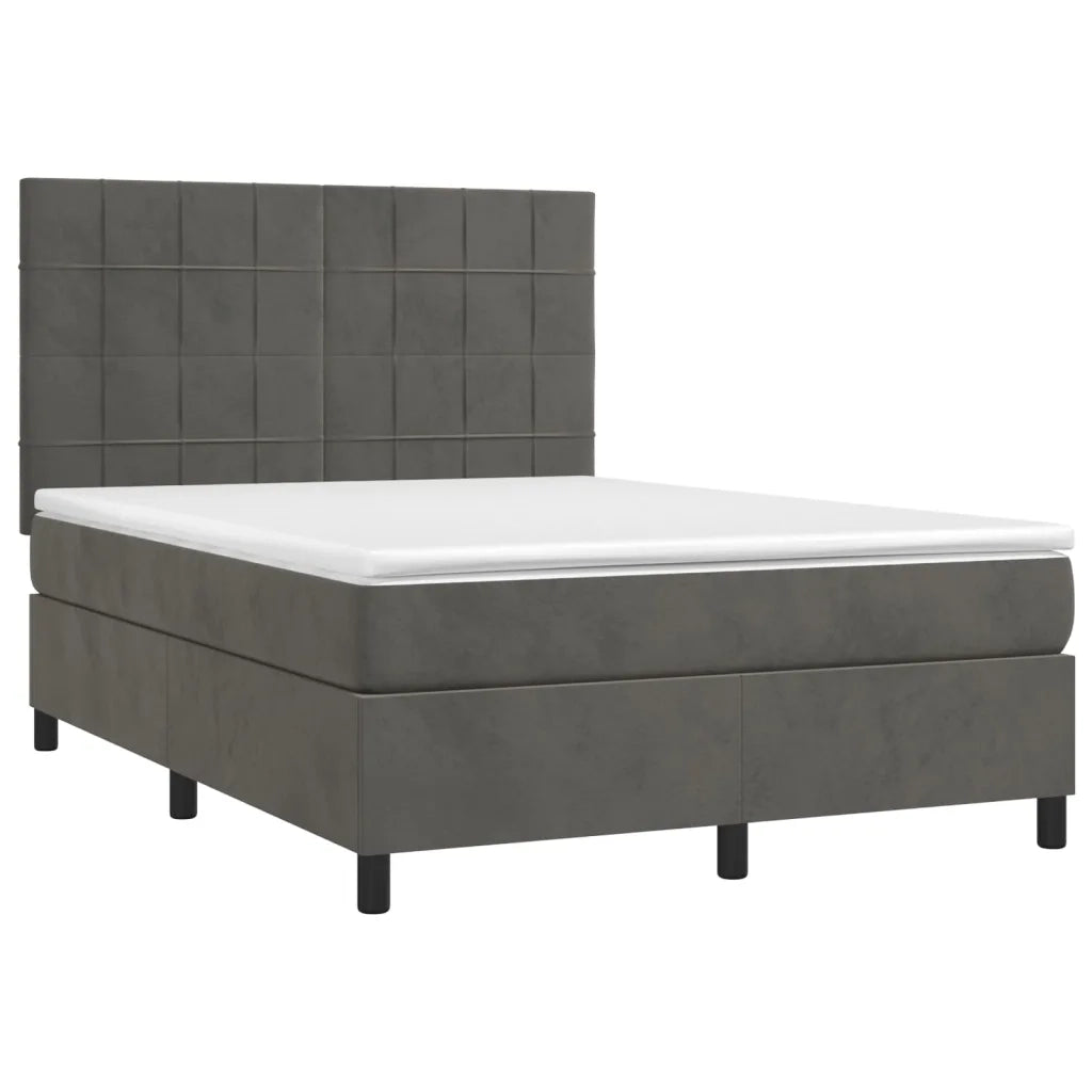 Letto a Molle con Materasso e LED Grigio Scuro 140x200 cm 3136126