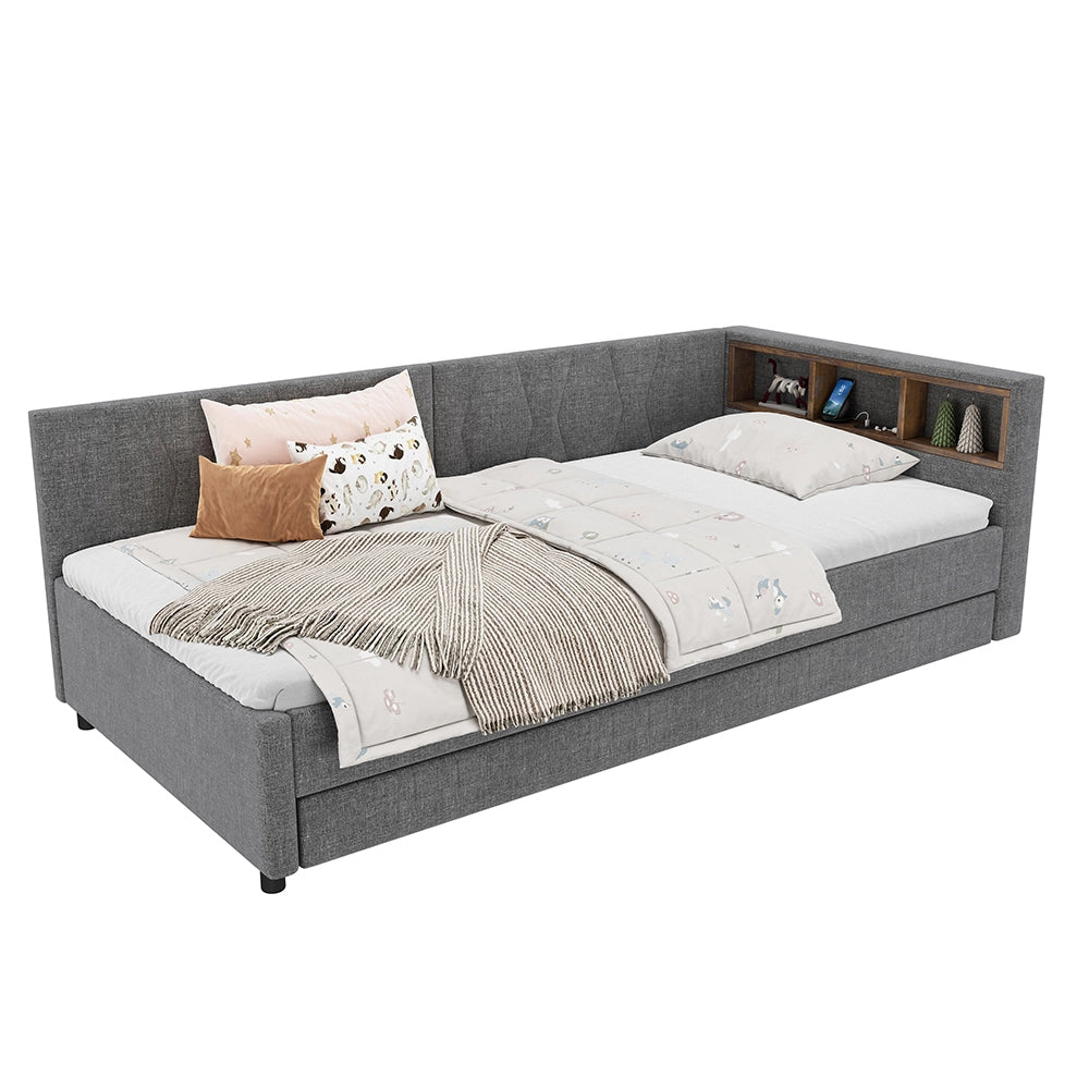 Daybed - Xylo - 90x200 cm LED USB contenitore grigio
