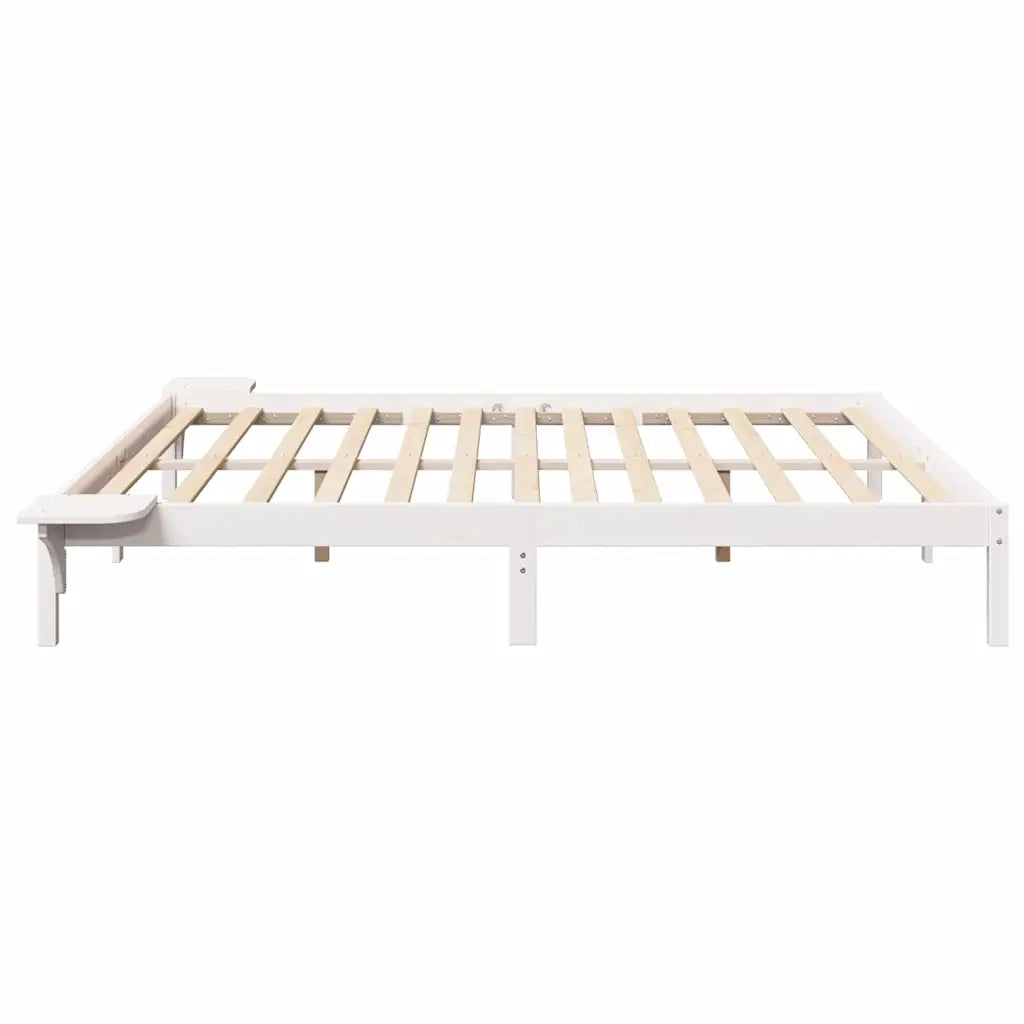 Struttura del letto Bianco 200 x 200 cm Pino massello 873176