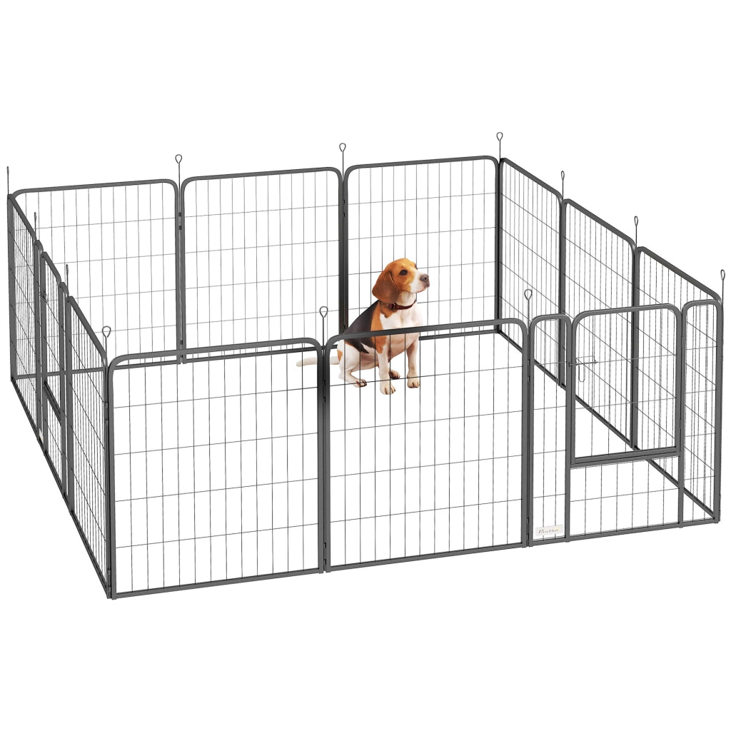Recinto per cani 12 panelli ¨C zephmum ¨C modulabile pieghevole 68x80 nero