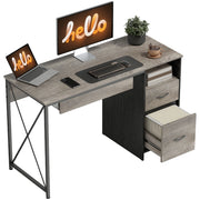 Scrivania per computer con cassetti e ripiano per tastiera ¨C Minimal ¨C Grigio 120x50x