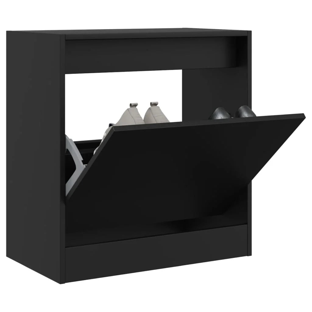 Scarpiera mobiletto portascarpe mobile per ingresso/corridoio/soggiorno 60 x 34 x 63,5 cm legno ingegnerizzato nero 02_0021997