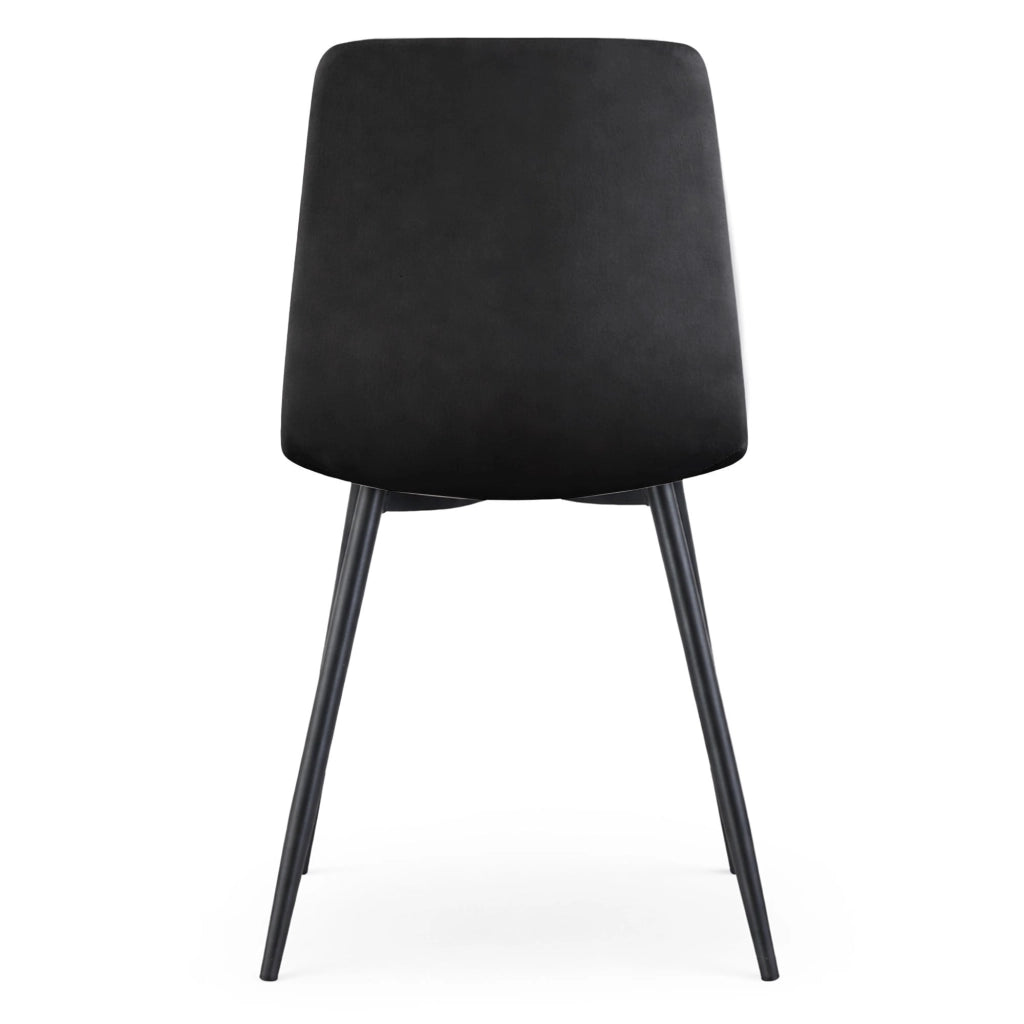 Sedia in velluto trapuntata MILO Nero gambe nere