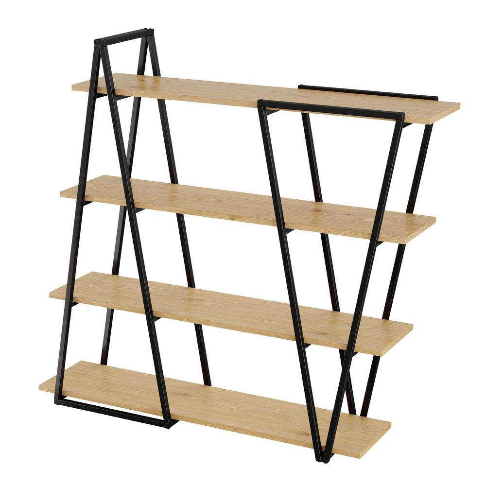 Libreria Geometrica a Scaffale Aperto ¨C Xylo ¨C Metallo e MDF, 158x35x166 cm