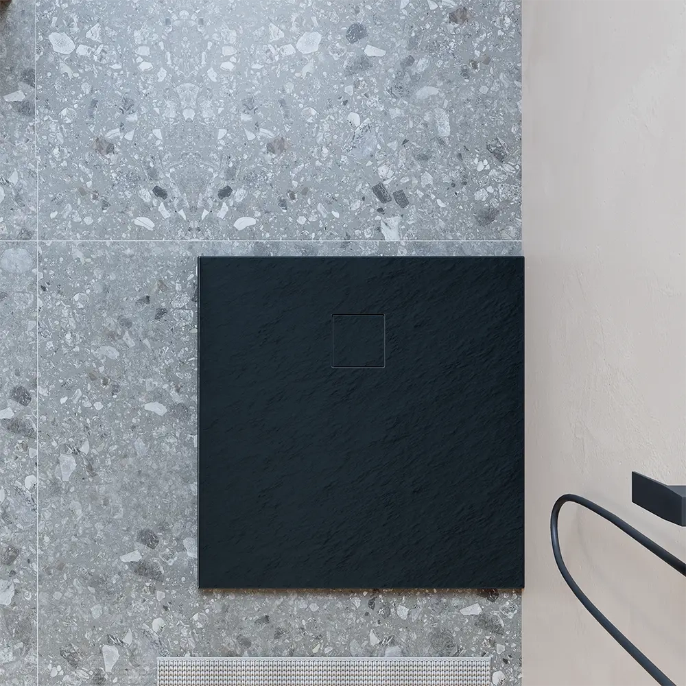 Piatto doccia 90x90 cm colore nero effetto pietra | Samos