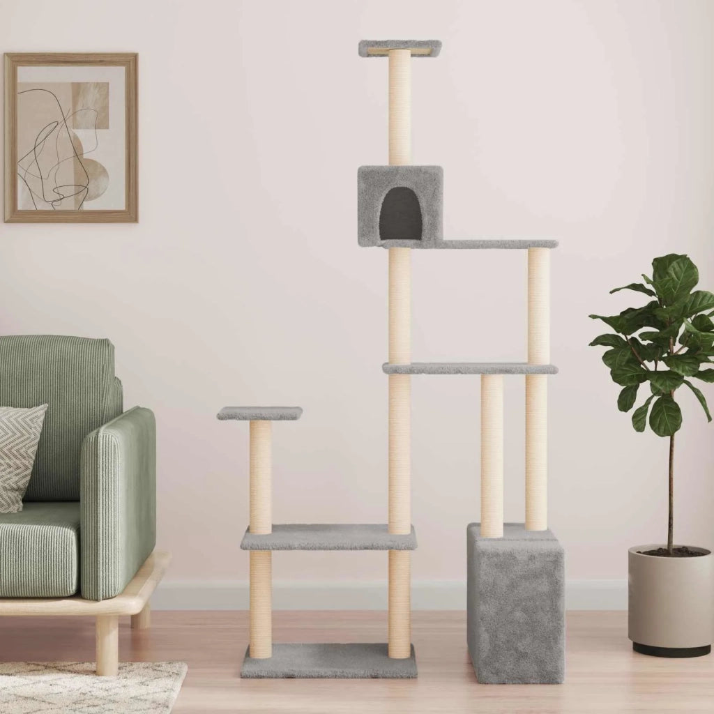 Albero per gatti con pali per graffiare in sisal Grigio Chiaro 172390