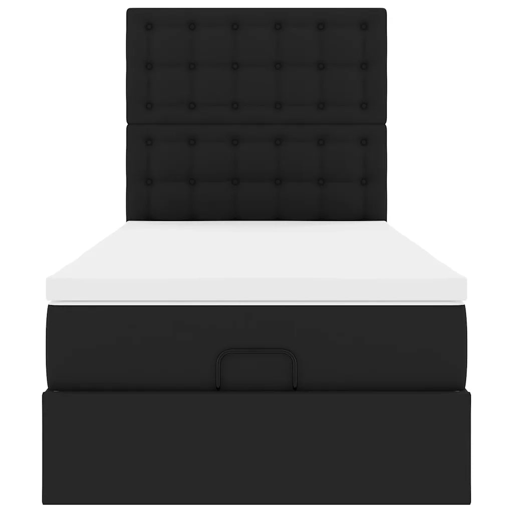 Letto Pouf con Materasso Nero 90x200 cm Similpelle 3312981