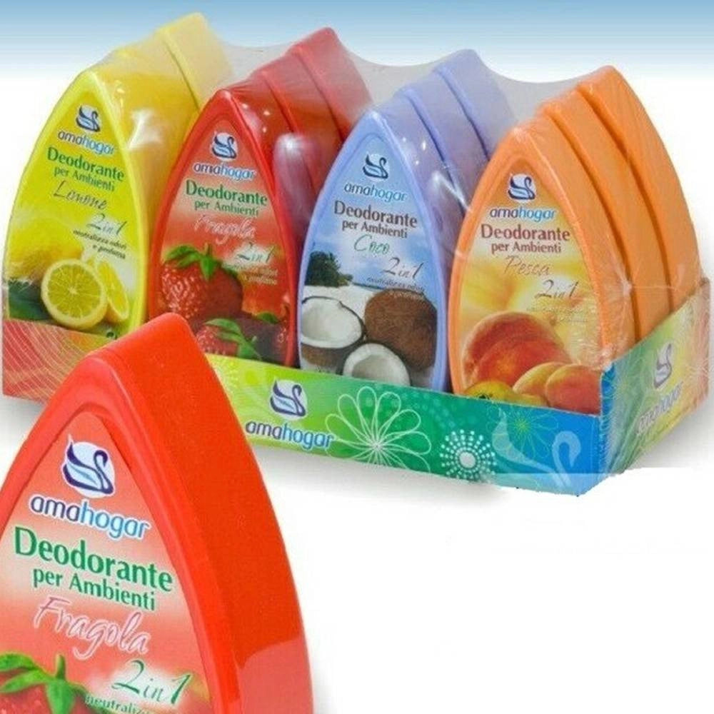 Trade Shop - Set 12 Deodoranti Gel Profumo Ambiente Assorbi Odori 2in1 Fruttate -