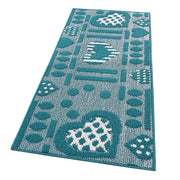 Tappeto Cucina Antiscivolo Cuori 3D Lavabile Moderno Assorbente Blu 57x270 cm