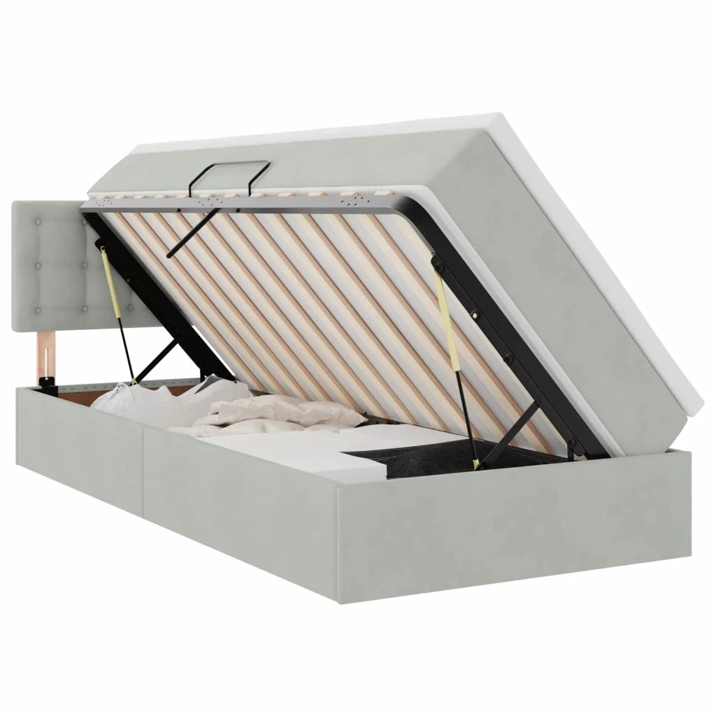 Letto con Contenitore Grigio chiaro 90 x 200 cm Velluto 3370851