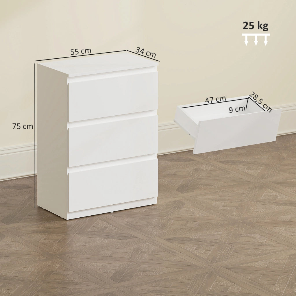 Cassettiera con 3 cassetti ¨C Minimal ¨C bianco 60x40x